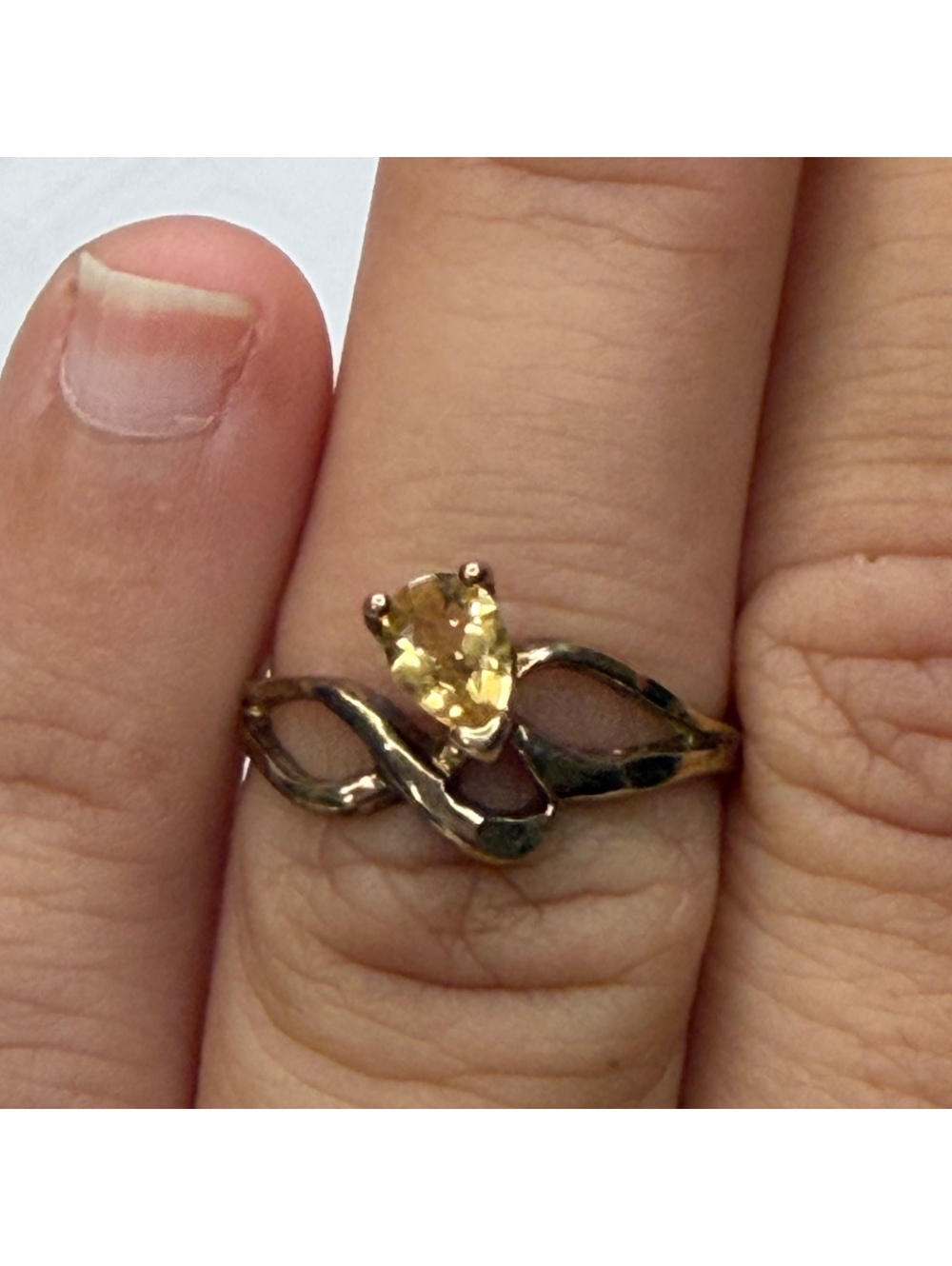 Citrine & sterling vermeil ring size 5.75 vintage 90s